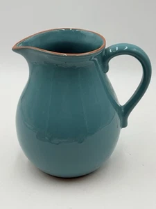 Turquoise Terracotta Pitcher By Baum 8x7x8.5” No Chips - Picture 1 of 8