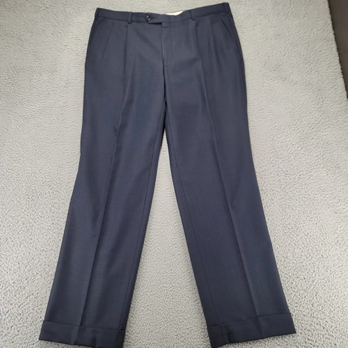 Pantalone Burberry uomo 38x32 blu abito pantaloni Londo dritto preppy lavoro lavoro