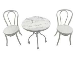 Dolls House White Marble Bistro Table Set Miniature Garden Patio Furniture 1:12 - Picture 1 of 8