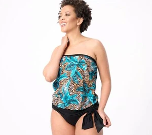 Kim Gravel X Trajes de Baño Para Todos Bandeau Blusa Tankini Cheetah Tropics 10 Nuevo - Imagen 1 de 1