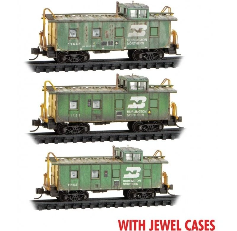 Micro Trains N Scale ~ Burlington Northern Weathered Caboose ~ 3 Pack ~ 98305055 - Image 1 of 1