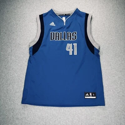 Camiseta Dallas Mavericks #41 Dirk Nowitzki Adidas NBA Juvenil XL (18-20) Azul Mavs Foto 1 de 4