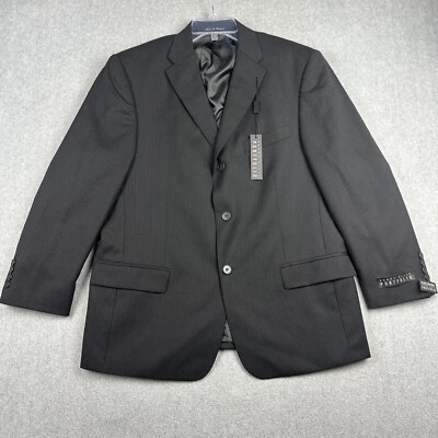 Perry Ellis Blazer Men 42S Black Pinstripe 100% Wool Sports Coat Jacket NWT $275 - Image 1 of 4