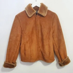 Vintage W by Worth Cropped Vegan Suede & Faux Fur Aviator Jacket 80's SZ 4 Small - Picture 1 of 9