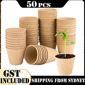 50X Biodegradable Seedling Pots Pot Seed Starting Garden Pots Cardboard Nursery - Picture 1 of 11