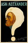 "Ask Alexander" Unusual 1920s Mind Reading Magic Poster - 24x36