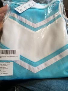 size large girls 8/10 light blue and white cheerleader uniform - Picture 1 of 2