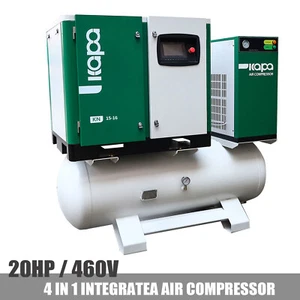 20Hp 460V 3-Ph Rotary Screw Air Compressor 55CFM +Refrigerated Dryer+120Gal Tank - Picture 1 of 13
