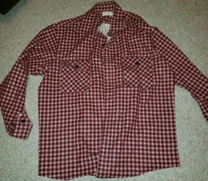 Vintage VTG Red Black Patch Button Pocket Flannel Shirt Plaid Grunge Work Long - Picture 1 of 9