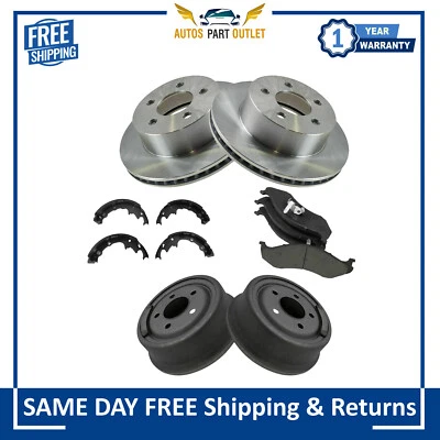 Новый передний задний дисковый тормоз ротор керамическая колодка барабан и башмак набор для 1997-2001 Jeep - Изображение 1 из 4
