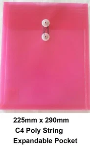 1  x Colby P-158A  Polypropylene String Transfer Document Wallet C4 Pink  64A003 - Picture 1 of 1