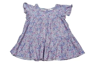 Cat & Jack Girls Pink Floral Flutter Sleeve Babydoll Top Sz L 10-12 - Picture 1 of 5