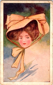 1909 Victorian Hat Lady Postcard Antique Posted - Picture 1 of 2