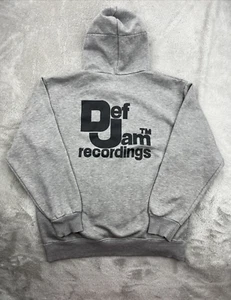 Vtg Def Jam Recording Hoodie Mens Medium Gray 90s Rap Music Retro Tour Concert - Picture 1 of 13