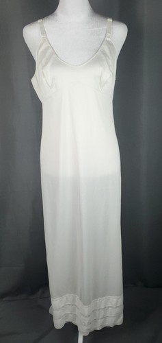 OFF WHITE Vintage Sears slip donna 36 bianco sporco non scivola midi sottoveste Angelic