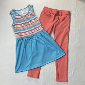 Gymboree Girl’s Striped Color & Blue Dress & Leggings Outfit Sz 8 - Picture 1 of 10