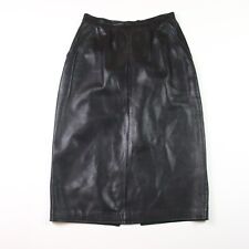 Vintage MARIO VALENTINO Black Leather Pencil Skirt Made in Italy Size 42