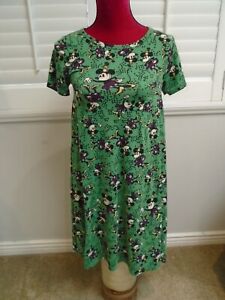 LuLaRoe DISNEY Minnie Mouse Green SS Pocket Pullover Carly Dress Size 2XS XXS