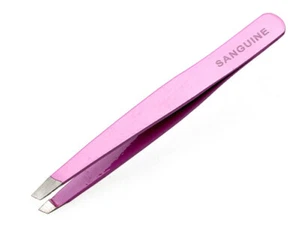 Standard Haarzupfpinzette Salon Haarpinzette schräge Spitze rosa mit Tip Cap - Bild 1 von 1