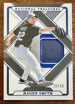 Parche de camiseta de béisbol 2025 National Treasures azul/49 Hagen Smith White Sox Foto 1 de 3