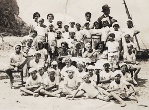 Children on beach boys swimmers childhood holiday scouts summer camp +1528E - Picture 1 of 2