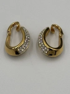 VTG 1978 Givenchy Gold Plated And Clear Crystal Clip On Earrings - Picture 1 of 9