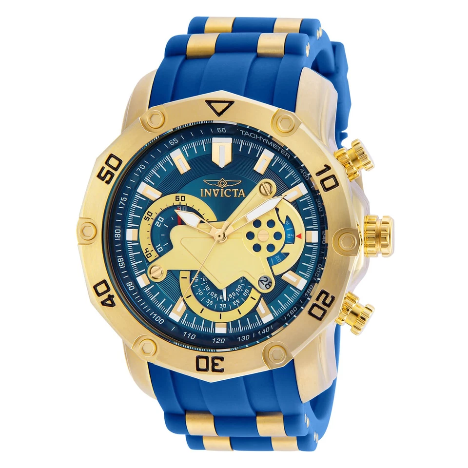 Invicta Pro Diver Men 50mm Stainless Steel Gold Blue Vd53 Quartz Watch 22798