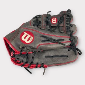 "Guante de béisbol Wilson A1000 1786 11 1/2"" gris y rojo derecho tiro a la derecha" - Imagen 1 de 8