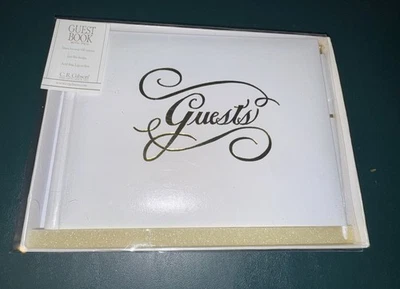 C.R. Libro de invitados de boda Gibson con bolígrafo* Más de 500 entradas* Blanco y dorado NUEVO Foto 1 de 4