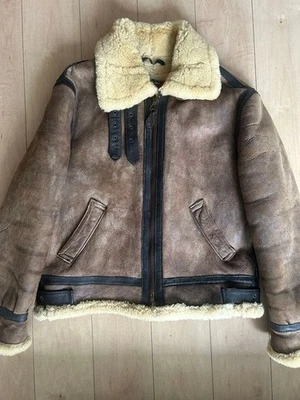 Schott Type B-3 Flight Jacket USA Sheepskin Size 42 Brown Mouton Leather USED - Image 1 of 4