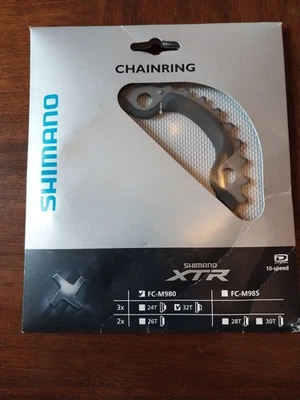 Plato MTB Shimano XTR M980 32T-AE x 104BCD - Ti/Comp NUEVO 3x10 velocidades - Nuevo en caja Foto 1 de 4