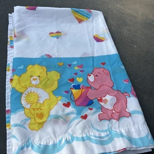 Care Bears Twin Flat Sheet Sweet Dreams Rainbow Hearts Vintage 2002 - Picture 1 of 7