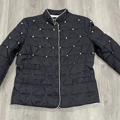 Chaqueta de mezclilla para mujer EMPORIO ARMANI negra talla 38 ¡Rara! Foto 1 de 4