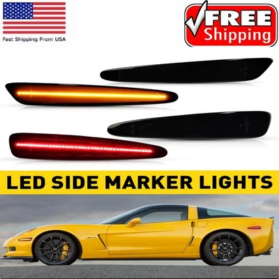 LED Smoked Front & Rear Side Marker Lights Signal 2005-13 For Chevy Corvette C6 - Image 1 of 4