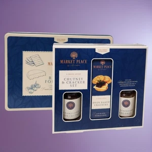 Gourmet Cheese Lover’s Chutney & Crackers Gift Box with Biscuits Tin Set - Picture 1 of 22
