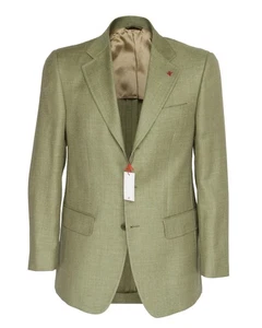 NWT ISAIA NAPOLI BLAZER coat jacket green wool silk linen luxury Italy 50 - Picture 1 of 6