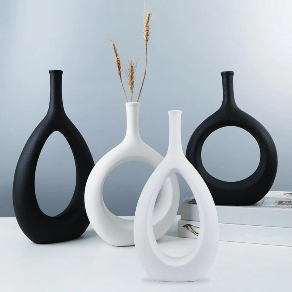 Ceramic Hollow Vase Decorative Flower Pot Photo Props Home Kitchen Housewarming - Image 1 of 1