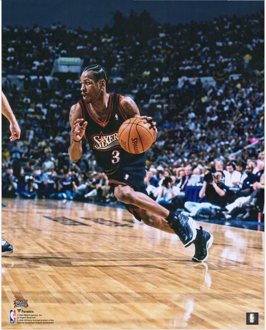 Allen Iverson Philadelphia 76ers Unsigned Dribbling In Black Photo Cover