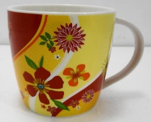 Taza floral roja amarilla Starbucks Coffee 2007 15 oz té cacao - Imagen 1 de 4