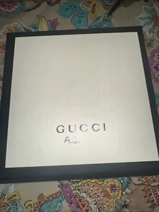 Gucci EMPTY Gift/Storage Box 7" x 7" x 3" Black & Off White - Picture 1 of 2