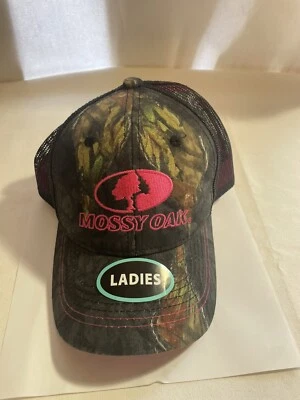 Ladies Mossy Oak Eclipse Camo Hat Embroidered Hot Pink Logo Women’s Hunting Cap - Image 1 of 2
