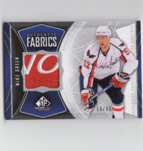 2009-10 SP GAME USED AUTHENTICS FABRICS PATCH MIKE GREEN #AF-GR 19/35