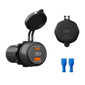 DC 12V/24V Dual USB PD 100W Quick Charger QC 3.0 36W Type C+Type A Car Boat Part - Photo 1 sur 6