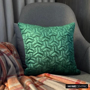 Sofa Pillow Case Green 16"x16", Home Decor Velvet Fabric - Emeraude Sea - Picture 1 of 9