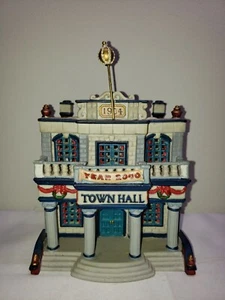 VINTAGE RARE 1999 LEMAX " TOWN HALL YEAR 2000" LIGHTED HOUSE  - Picture 1 of 11