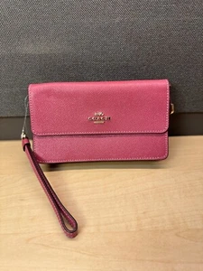 NWT! RARE! COACH F76757 Foldover Wristlet Clutch Women's Wallet In Red - Picture 1 of 9