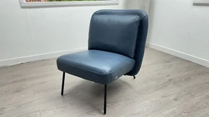 Natuzzi Editions Blue Leather Designer Chair - Picture 1 of 6