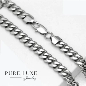 Collana uomo 24" acciaio inox 7mm catenina cubana cordino unisex.Scatola - Foto 1 di 3