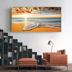 Canvas Painting Sea Beach Landscape Posters Prints Canvas Wall Art Wall Pictures - Picture 1 of 7