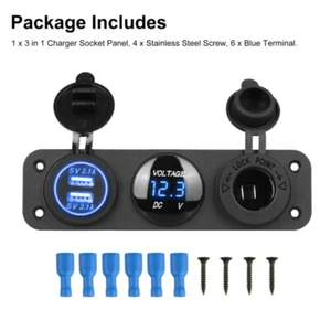 Accendisigari auto 12 V-24 V presa doppio caricabatterie USB pannello voltmetro barca auto - Foto 1 di 9